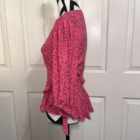 GANNI Barra Crepe Wrap Top - Picture 2 of 6